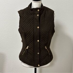 Special One Los Angeles Dark Brown Sleeves Quilted Vest Full Zip Size M